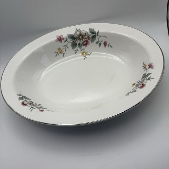 Hall China SPRINGTIME 10-1/2"‎ Oval Vegetable Serving Bowl - Picture 1 of 8